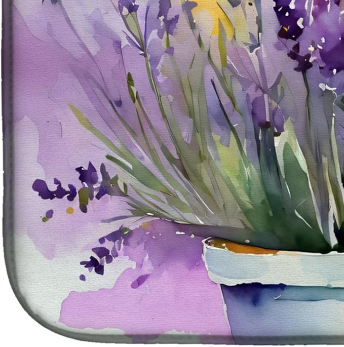 Caroline's Treasures DAC1584DDM Lavender in Watercolor Dish Drying Mat Absorbent Dish Drying Mat Pad for Kitchen Counter Dish Drainer Mat for Countertop 14 x 21 Multicolor