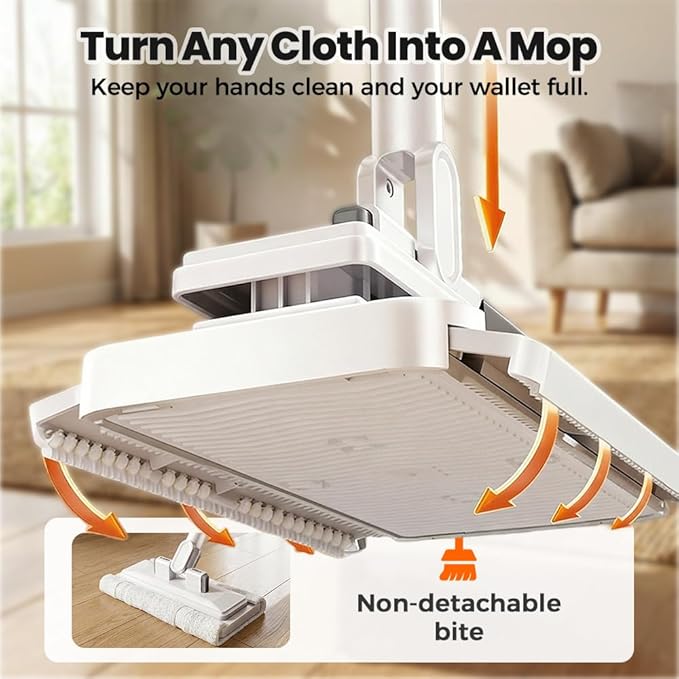 2026 New Disposable Dust Mini Mop with 10 Reusable Cloths 53'' Disposable Dust Mop Convenient Cloth Changing Mini Mop Handle Wet and Dry Flat Mopping for Multi Surface Floor Cleaning (53’‘+10Cloths)