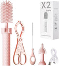 360 Bottle Cleaner 360 Electric Bottle Cleaner Electric Bottle Brush Cleaner Baby 360 Bottle Cleaner Brush Portable Travel Electric Baby Bottle Brush Set (4SetPink)