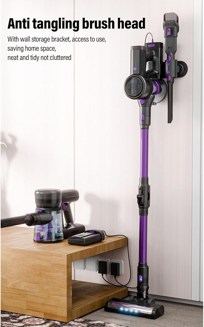 Cordless Vacuum Cleaner 250W Strong Suction 180 Degree Bendable Wand Stick Vacuum for Hardwood Floor Carpets Pet Hair