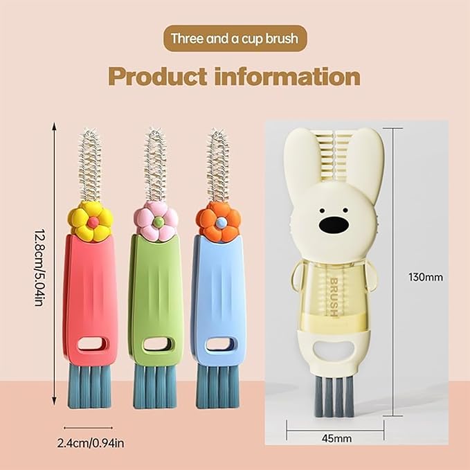 3-in-1 Silicone Lid Cleaning Brushes - Multifunctional Insulation Bottle &amp Tiny Cup Cleaner - Essential Kitchen Tool for Effective Home Cleaning