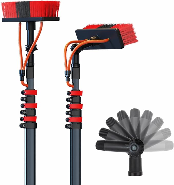 Water Fed Pole Kit Window and Solar Cleaning Pole Water Fed Telescopic Brush Solar Panel Cleaning System Windows Cleaning &amp Washing Tool20FT/6m