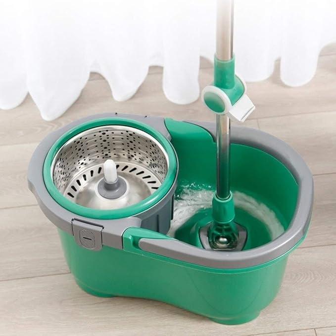 360° Rotating Microfiber Mop Floor Cleaning System with Stainless Steel Rod Washable Pads &amp Durable Bucket for Hardwood Laminate Tile