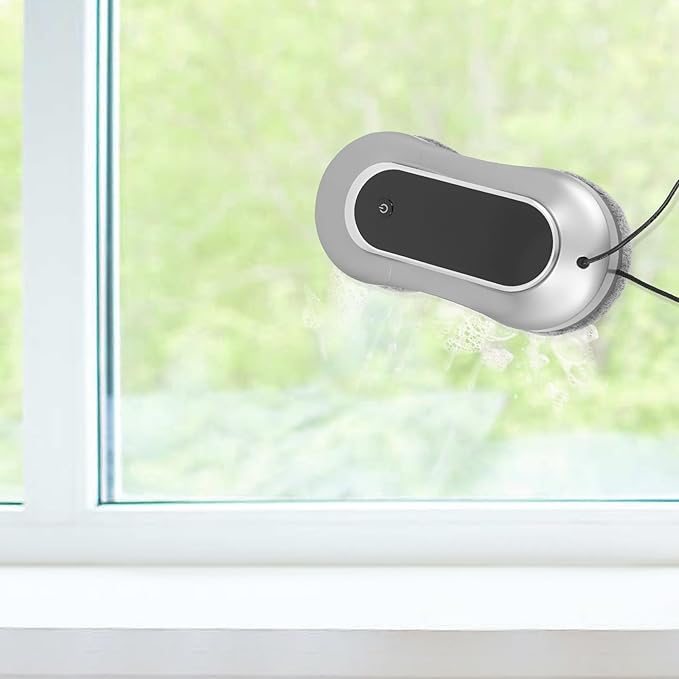 Window Cleaner RobotWindow Cleaner Robot with Dual Water SprayRemote Control Window Cleaning Robot Smart Glass Cleaning Robotic with 10 Cleaning Cloths (Silver Gray)