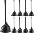 2 Pack Toilet Plunger with Holder 21.5-Inch Commercial Grade Heavy-Duty Plunger Set with Storage Base Professional Bathroom Maintenance Tool Black