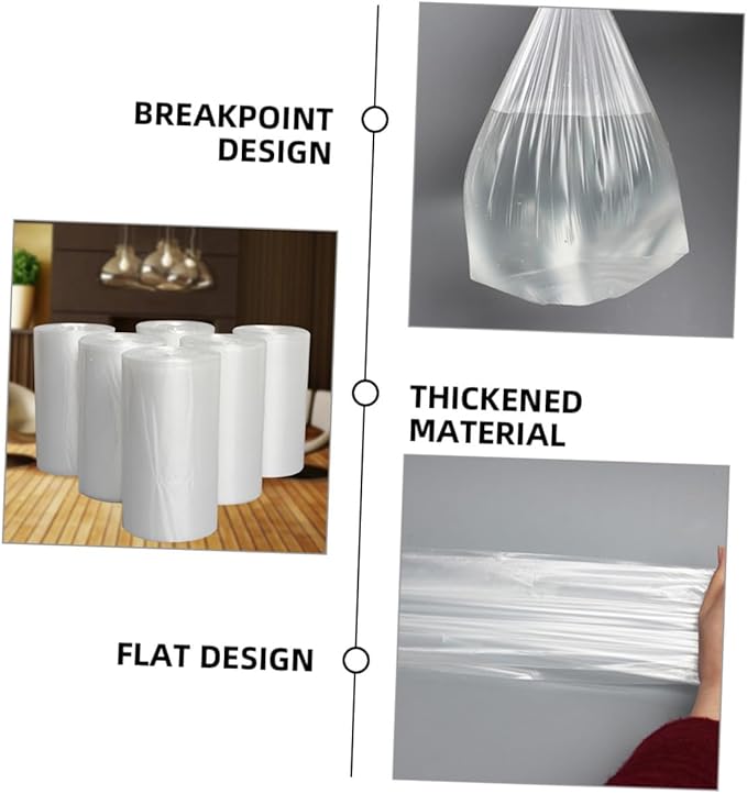 BESPORTBLE 6 Rolls Thickened Plastic Garbage Bags for Kitchen and Bathroom 45x50cm Flat Mouth Disposable Trash Bags Home Use with Perforated Tear Line