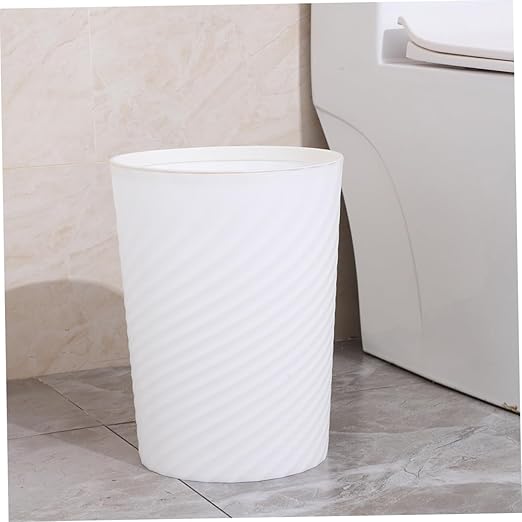 Alipis Practical Trash Can Medium Open Top Wastebasket for Bathroom Office Kitchen and Home Use Versatile Garbage Container White
