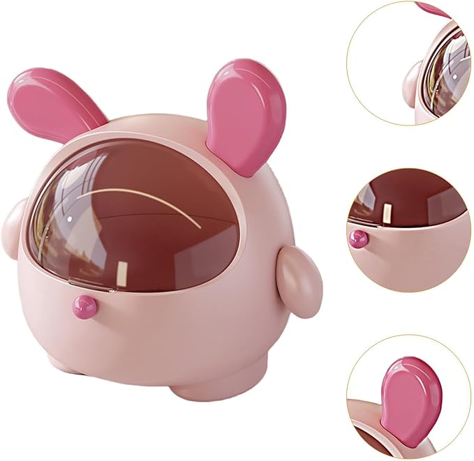 Yajuyi Desktop Trash Can Wastebasket Rubbish Storage Large Capacity with Lid Countertop Garbage Can Desktop Storage Box for Office Pink