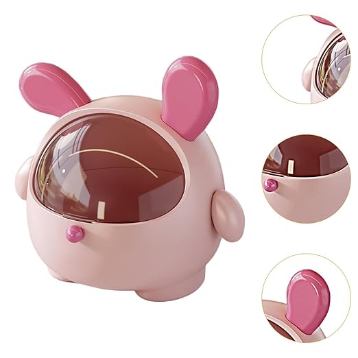 Desktop Trash Can Desktop Storage Box Sundries Barrel Reusable Countertop Garbage Can Wastebasket for Dressing Table Bedroom Pink