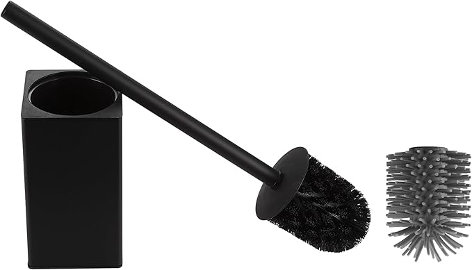 Toilet Brush and Holder Black for Bathroom Storage and OrganizationSquare Deep Cleaning Black Toilet Brush for Bathroom