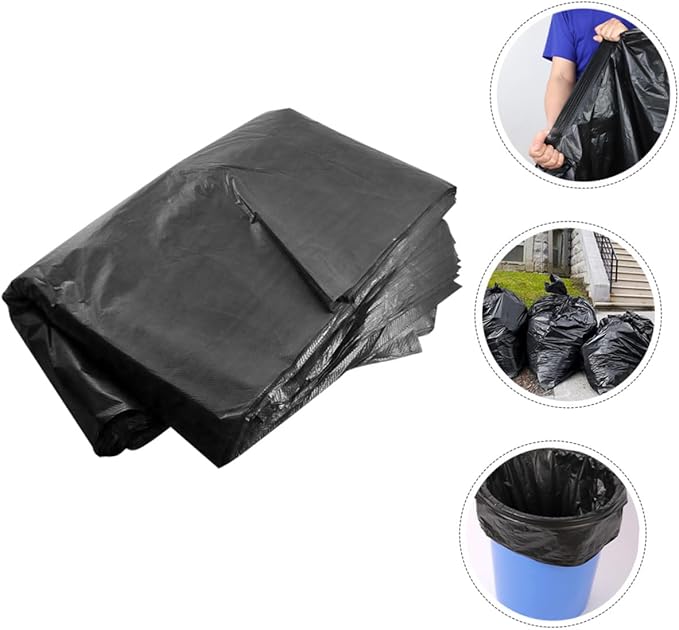 50pcs Large Black Garbage Bags 80x100cm Heavy Duty Trash Bags for 100l Bins Commercial Kitchen Gardening Outdoor Waste Disposal