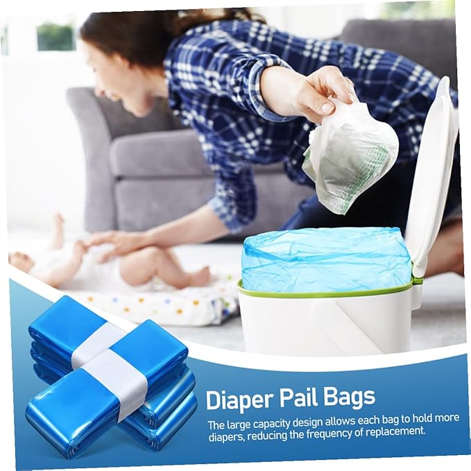 IMIKEYA 5 Rolls Blue Pe Diaper Trash Bags 260mm X 7m Thickened Odor-resistant Disposable Liners for Diaper Pails Household and Outdoor Waste Disposal