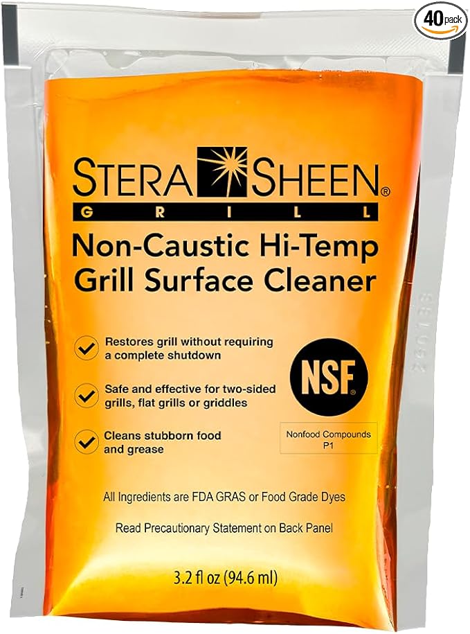 Stera-Sheen Griddle Cleaner - Food Safe Non-Caustic Formula - Commercial Flat Top Grill &amp Griddle Cleaner - Remove Tough Grease &amp Grime - Rust Remover for Outdoor Grill - 40 Quick Packets 3.