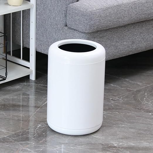 White Bathroom Trash can10L/2.6GAL Open Top Wastebasket BinGarbage Can for BathroomLiving RoomOfficeKitchenBedroomHotel (White)