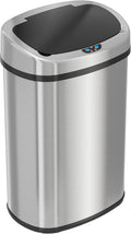 SensorCan 13 Gallon Touchless Sensor Odor Control System Stainless Steel Oval Shape Automatic Garbage Bin Base Model Trash Can