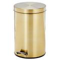 mDesign Tall 3.2 Gallon/12 Liter Round Metal Step Trash Can Wastebasket Garbage Container Bin fo Kitchen Bathroom Home - Removable Liner Bucket - Soft Brass