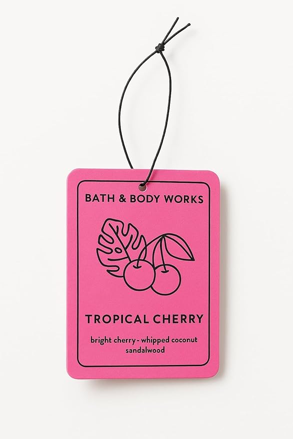Bath &amp Body Works Tropical Cherry Hanging Fragrance Diffuser – Long-Lasting Fruity Air Freshener for Car Closet or Home Refillable Decorative Scent Diffuser (3-Pack)