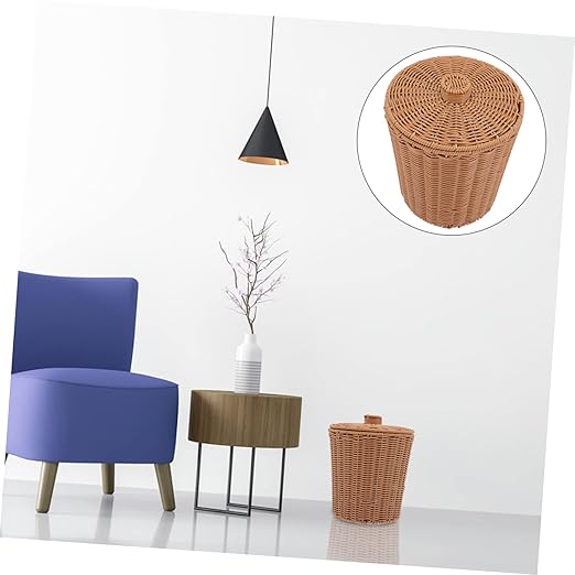 CHILDWEET Bedroom Trash Can Decorative Elegant Wicker Storage Basket Small Size Easy to Room Bathroom