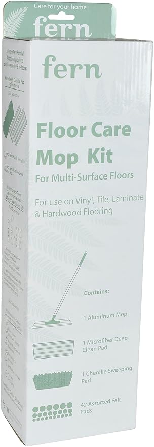 Fern 48 Floor Care Mop Kit – Microfiber Scrub Pad Chenille Sweeping Pad &amp 42 Felt Pads