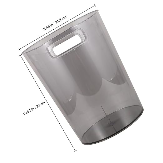 Toyvian Small Gray Trash Can with Handle Plastic Bedroom Garbage Bin Compact Desktop Wastebasket for Living Room and Office Use