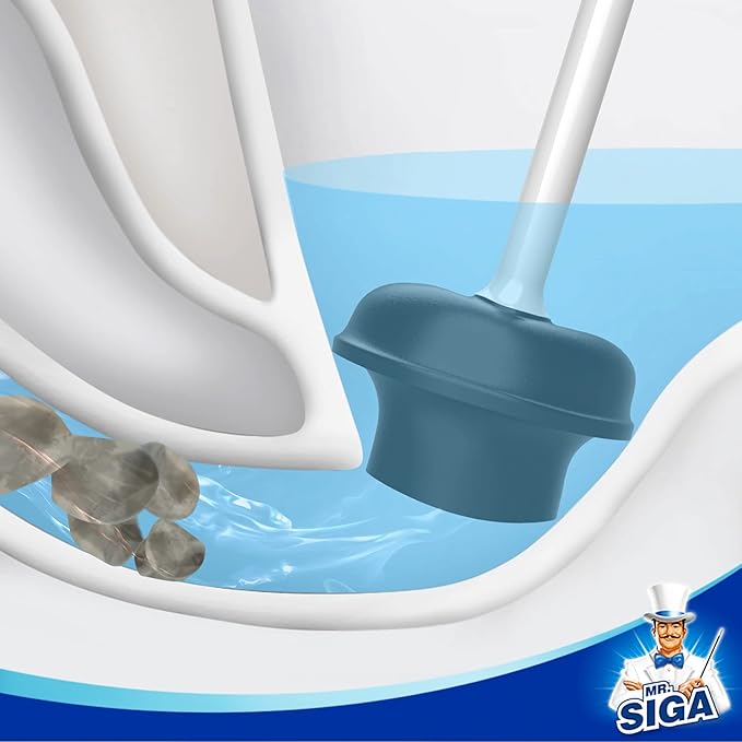 MR.SIGA Toilet Plunger with Holder Heavy Duty Toilet Plunger and Holder Combo for Bathroom Cleaning White