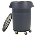 32 Gallon Outdoor Trash Can with Wheels Rolling Trash Can with Lid &amp Sturdy Handle Commercial Round Trash Cans Outdoor Garbage Can for Kitchen Garage Backyard and Patio (32 Gallon 1 Pack)