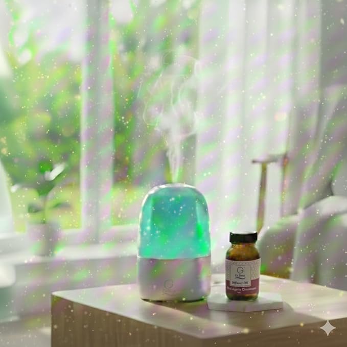 G’s Breeze Smart Diffuser with Refill – Bluetooth &amp Wi-Fi App Control Gradient LED Lighting Adjustable Scent Intensity 24 Hour Aromatherapy Diffuser for Home &amp Office - Red Apple Cinnamon
