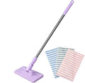 Zero Touch Mini Mop-Snap Grip Mini Mop360°Rotating Head Retractable Gap Dust Cleaner Flat Mops with Locking Head for Kitchen Bathroom Floor Wall (Purple 10 Cloths)