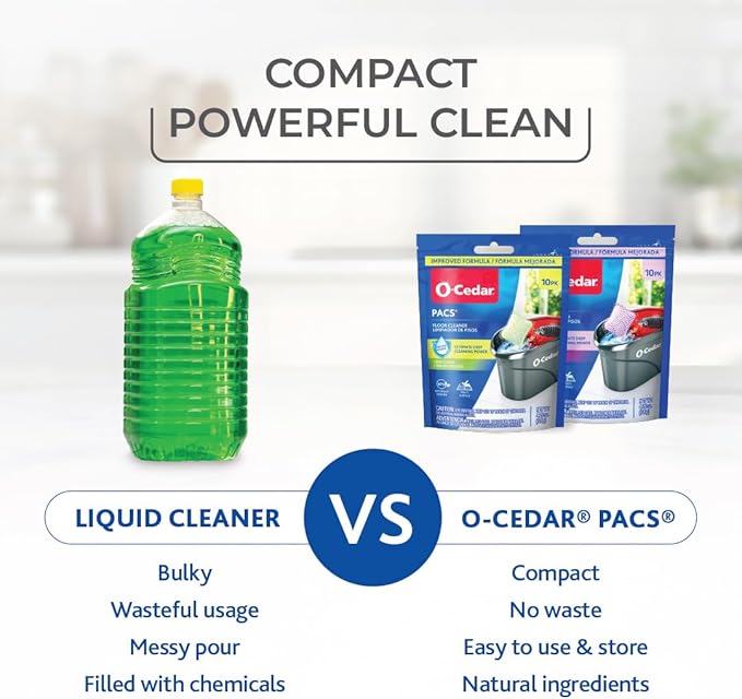 O-Cedar EasyWring Microfiber Spin Mop &amp Bucket Floor Cleaning System + 2 Extra Mop Head Replacements with Citrus and Lavender Pacs (Variety Pack)