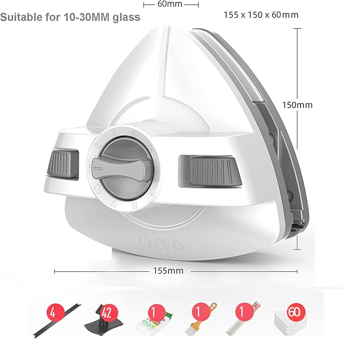 Magnetic Window Cleaner Double-Sided Magnetic Window Cleaner Glass Adjustable Magnet Force Cleaning Brush Glass Wiper Household Cleaning Tools with Anti-Falling Rope for High-Rise Glazed Window