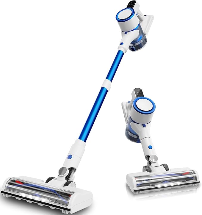 Cordless Vacuum Cleaner450W/45kpa Powerful SuctionRechargeable Battery Up to 50 Mins RuntimeAnti-Tangle BrushSmart LED Display Lightweight Stick Vacuum for HomePet Hair