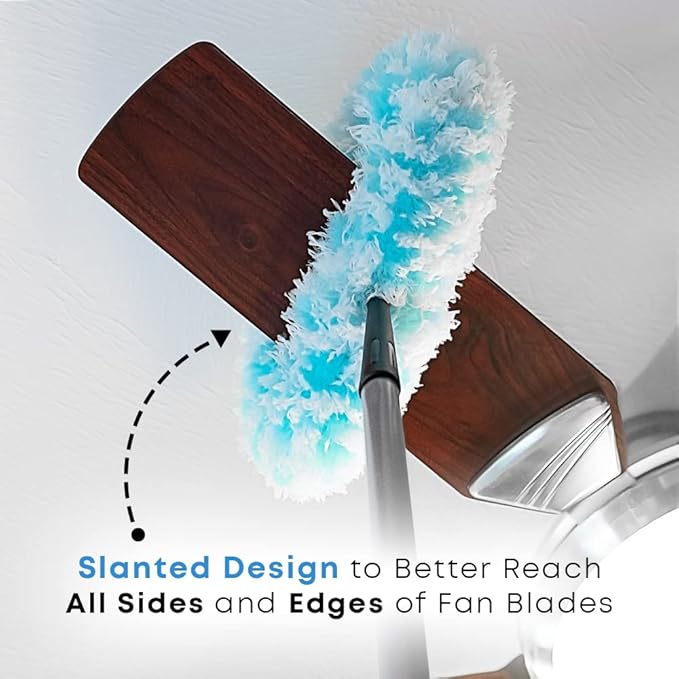 Fuller Brush Fuzzy Fan Duster – Dust &amp Clean Ceiling Fans Walls Woodwork – Polystatic &amp Microfiber Grabs &amp Holds Dust Lint Cobwebs &amp Dirt - Fan Duster Head Only (Teal)