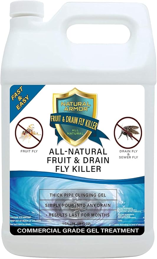 Fruit Fly &amp Drain Fly Killer - Simple Commercial Drain Gel Treatment - Eliminates Gross Fruit Flies Drain Flies Sewer Flies &amp Gnat Infestations From Any Drain. Fast &amp Easy - (128 Oz Cas