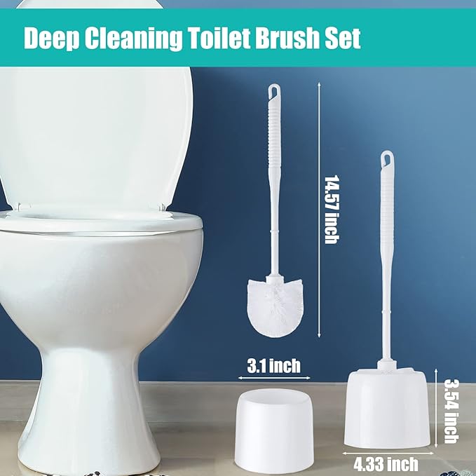 Roshtia 6 Sets Toilet Brush and Holder Set for Bathroom Cleaning Toilet Bowl Brush Scrubber with Caddy for Cleaning 14.57 Height(White)