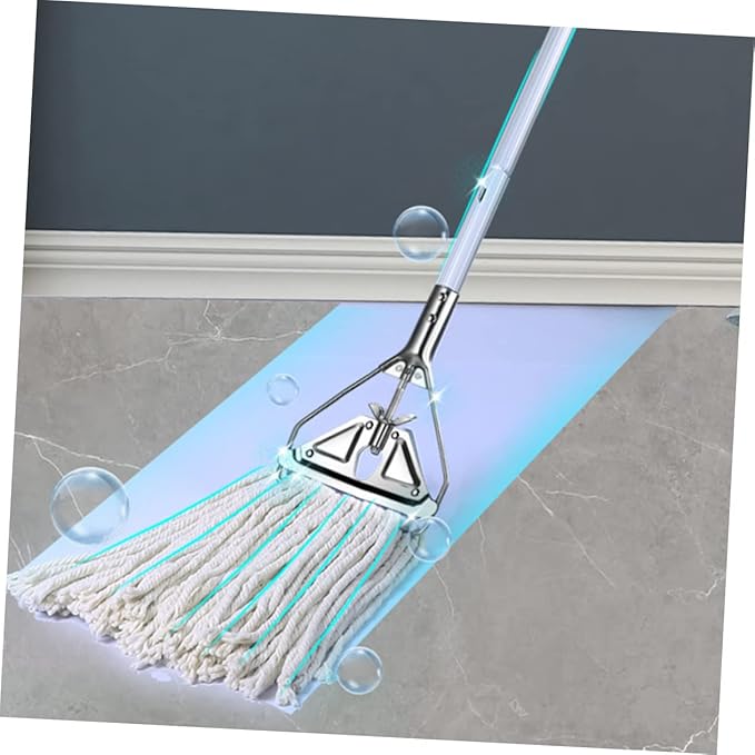 Heavy Duty Cotton Mop with Long Handle Versatile Wet Dry Cleaning Tool for Hardwood Tile Laminate and Floors Comfortable Non Slip Grip for Effortless Stain Removal