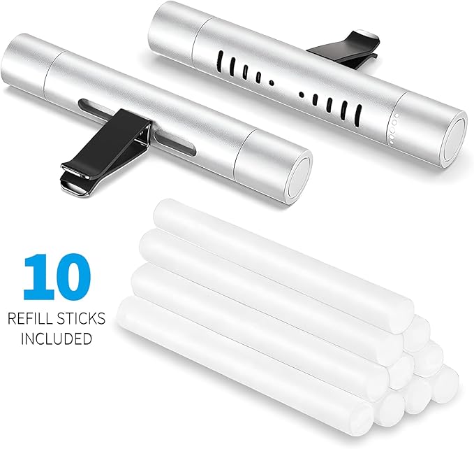 iPick Image for Jeep Car Vent Air Freshener Clip - Official Licensed Silver Aluminum with Adjustable Window + 10 Refill Sticks