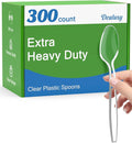 300 Count Clear Plastic Spoons Disposable BPA-Free Heat Resistant Solid and Durable Disposable Spoons Heavy Duty Bulk Premium Spoons plastic disposable for Party Supply