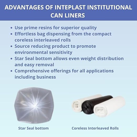 Inteplast 20-30 Gallon Heavy-Duty Black Trash Bags - 10 Mic 500 Ct