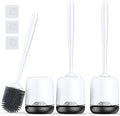 Lefree Toilet Brush Set with Ventilated Holder - 3 Packs Silicone Toilet Bowl Brush - Floor Standing &amp Wall Mounted Scrubber