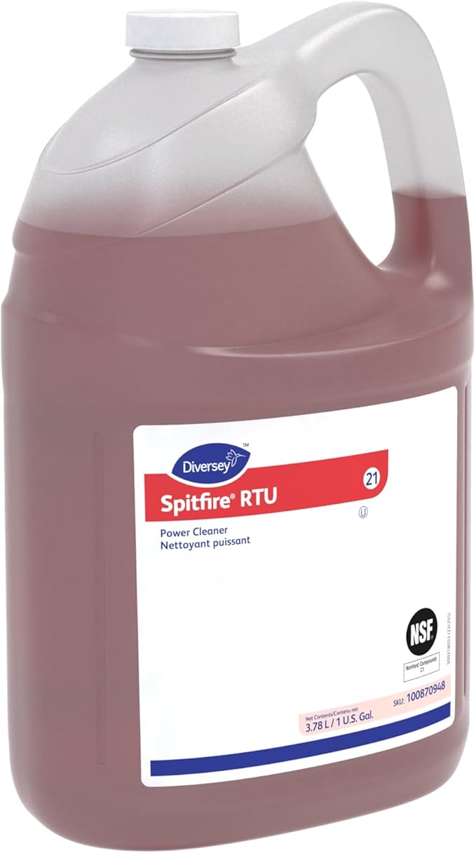 Spitfire Diversey SC 100870948 RTU Liquid Power All-Purpose Cleaner Heavy Duty Degreaser for Shops &amp Kitchens Pine Scent Ready-to-Use Refill 1-Gallon (Pack of 4)