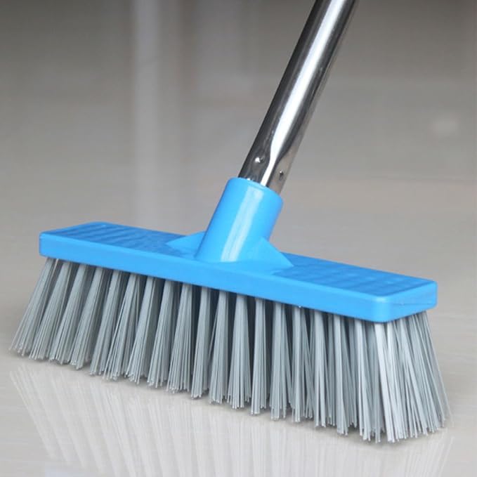 Shower Floor Scrub Brush with Long Handle Stiff Bristle Tile and Grout Cleaning Brush for Bathroom and Kitchen Floors for Indoor and Outdoor Use