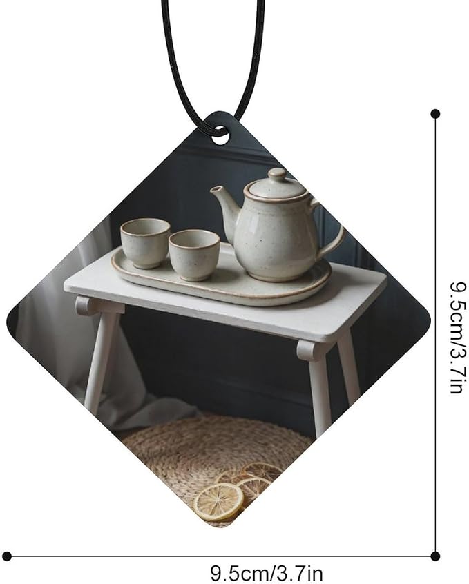 5PCS Car Air Freshener Hanging Personalized Double Sided Tea Set Lemons Car Fresheners Long Lasting New Cars Scents Cute Automotive Freshies for Closets Drawers (tea)