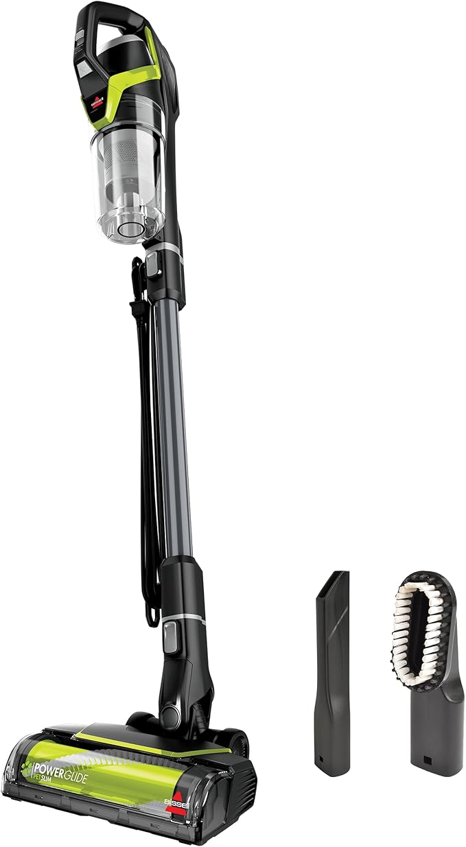 Bissell PowerGlide Slim Corded Vacuum Powerful Pet Hair Pickup on Carpet &amp Hard Floors Lightweight Swivel Steering 3-in-1 Capabilities with Dusting &amp Crevice Tool XL Tank 3070 Black &amp