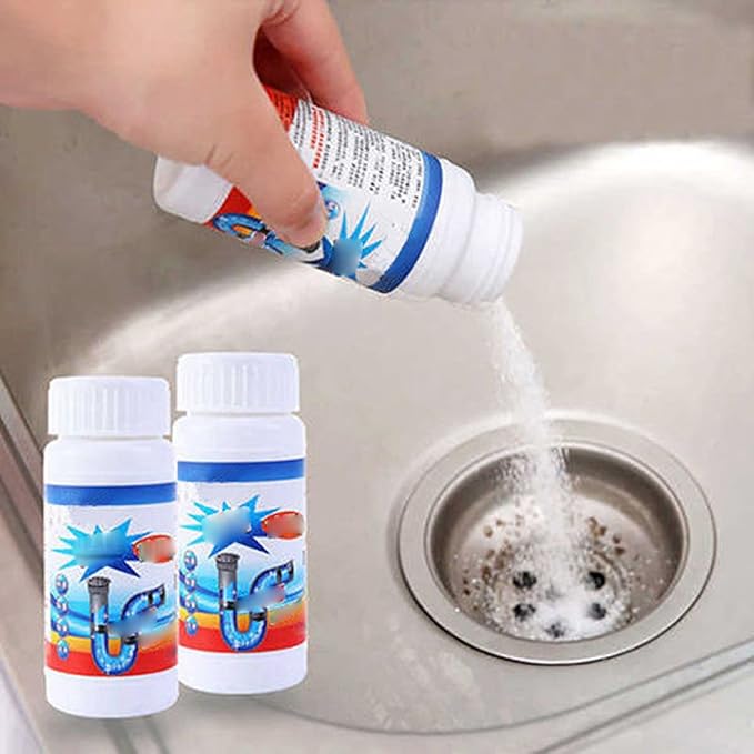 Drain Clog Remover Sink Drain Cleaner Powder Strong Unclogging Pipe Dredge Agent Tool with Low Temperature Formula Living Oxygen Technology for Kitchen Toilet Pipeline