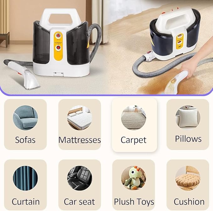 Multi-Purpose Wet/Dry Vacuum Spot Cleaner Portable Carpet Cleaning Machine 600W Deep Cleaning for Pillows Curtain Bed Sheets Mattresses Sofas Car Plush Toys and Other Fabric Surfaces