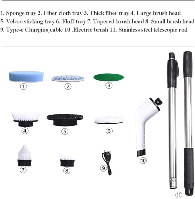 MGLSDeet Electric Spin Scrubber Scrub Brush Rechargeable Cleaning Brush with 8 in 1 Replaceable Brush Heads Cordless Power Spin Scrubber 90Mins for Bathroom Shower Bathtub Glass Car