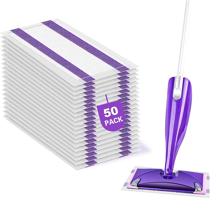 50 Pack Wet Jet Pad Refills for Swiffer Wet Jet Mop Pads Wet Jet Mopping Pads for Multi Surface Floor Cleaning 4 Layers Thickened &amp Super Absorbent.