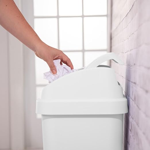 Sterilite 4-Pack Swing Top Wastebasket Sleek Square Profile Trash Can 13 Gallon White - Modern Garbage Bin for Kitchen Bathroom Garage and Workspace Fits 13 Gal Liners