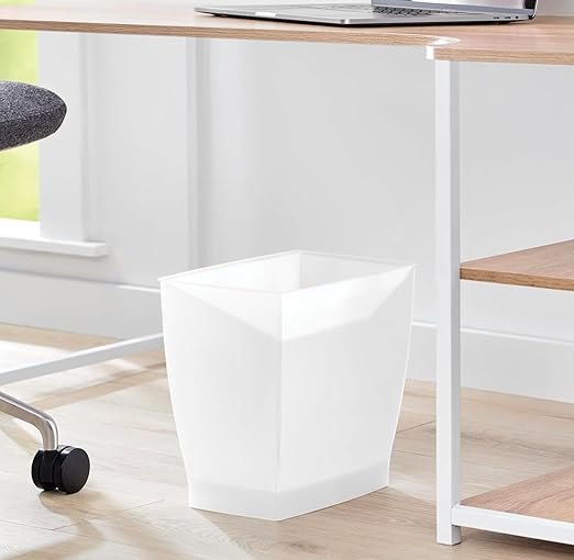 2.5 Gallon Small Plastic Bathroom Trash Can – Slim Rectangular Waste Bin for Bedroom Office Dorm Room &amp Bathroom – Clear Frosted Lightweight Garbage Can
