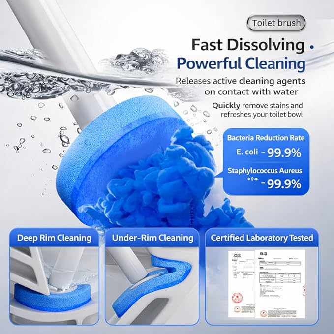 Disposable Toilet Cleaning System with 24 Refills Toilet Wand Kit with Holder Wall Mounted Toilet Brush Set for Deep Cleaning Bathroom Bowl Hygienic Toilet Bowl Cleaner Kit